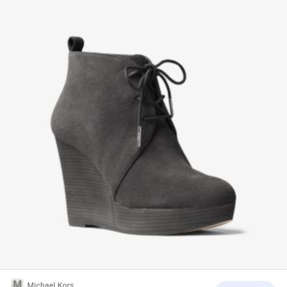 Michael Kors Pierce Black Suede Lace-Up Booties